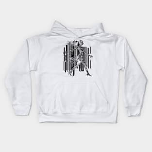 Walking Girl on Bar Code Kids Hoodie